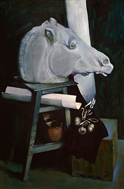 Натюрморт с головой гипсовой лошади. Still life with the head of a plaster horse. Материалы: масло, холст. Mediums: oil, canvas.Размеры: 60x90 см. Dimensions: 60x90 cm. 2020.