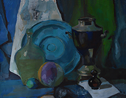 Натюрморт с самоваром.Still life with a samovar.Материалы: темпера, бумага Materials: tempera, paper. Размеры: 61x72 см. Dimensions: 61x72 cm. 2017.